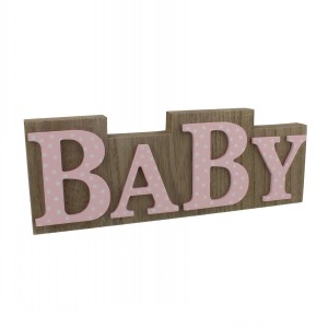 PLAQUE PINK POLKA LETTERING BABY